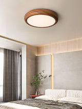 Nordic Minimalist Wood Grain Round LED Ceiling Light Flush Mount Overhead Fixture