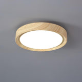 Nordic Minimalist Wood Grain Round LED Ceiling Light Flush Mount Overhead Fixture