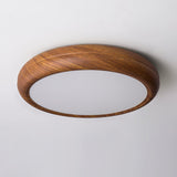 Nordic Minimalist Wood Grain Round LED Ceiling Light Flush Mount Overhead Fixture