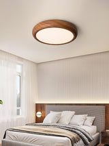Nordic Minimalist Wood Grain Round LED Ceiling Light Flush Mount Overhead Fixture
