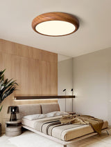 Nordic Minimalist Wood Grain Round LED Ceiling Light Flush Mount Overhead Fixture