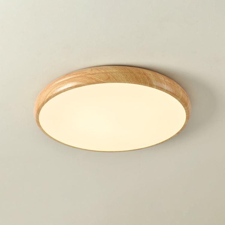 Nordic Minimalist Wood Grain Round LED Ceiling Light Flush Mount Overhead Fixture