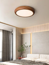 Nordic Minimalist Wood Grain Round LED Ceiling Light Flush Mount Overhead Fixture