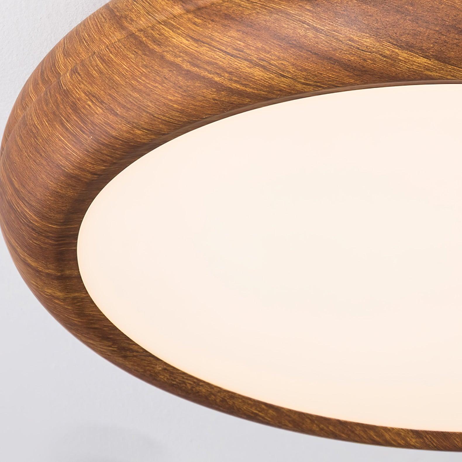 Nordic Minimalist Wood Grain Round LED Ceiling Light Flush Mount Overhead Fixture