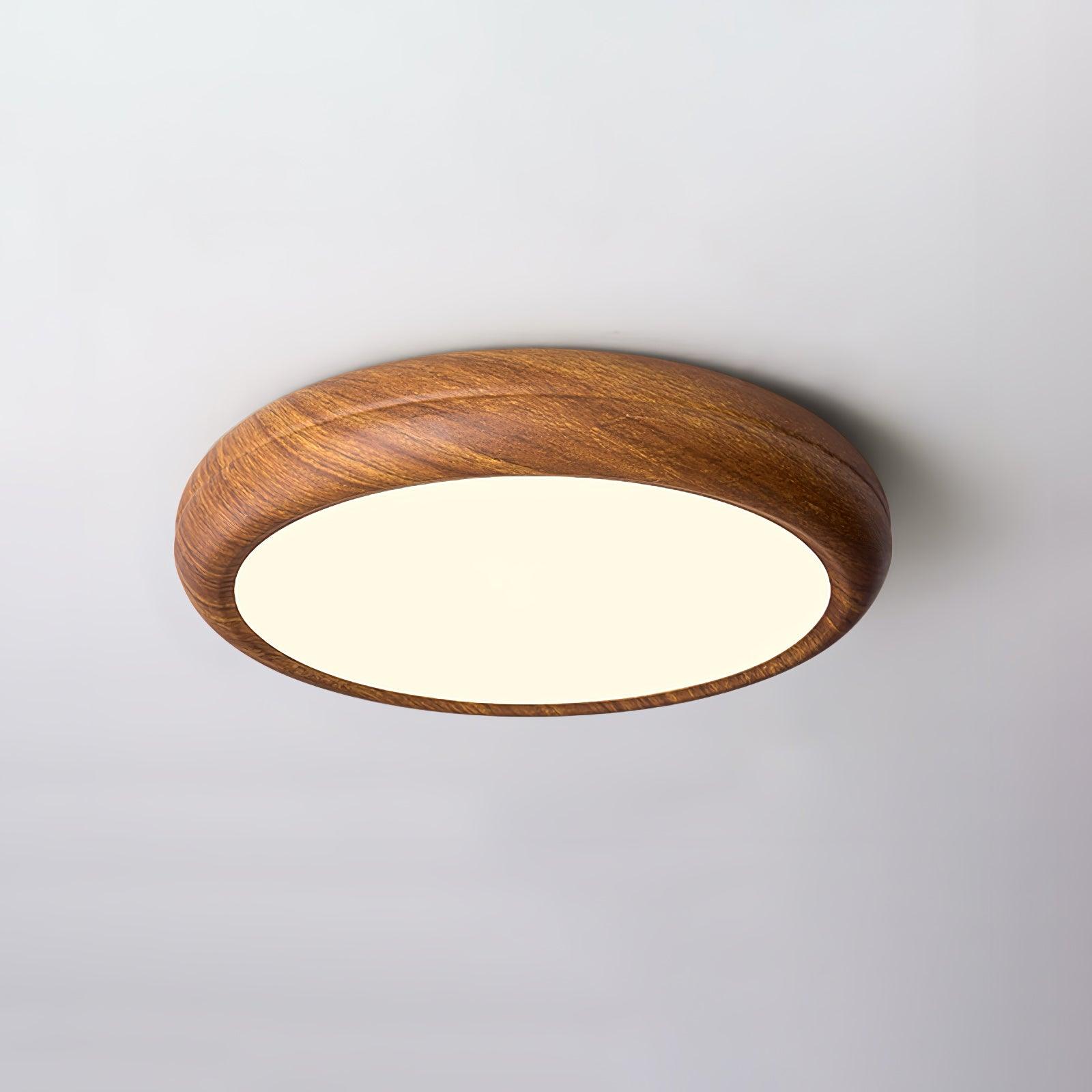 Nordic Minimalist Wood Grain Round LED Ceiling Light Flush Mount Overhead Fixture