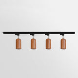 Modern Wood and Steel Adjustable Track Lighting Fixture for Ceiling or Wall Mount