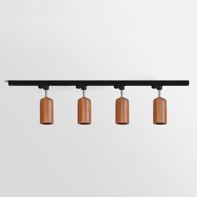 Modern Wood and Steel Adjustable Track Lighting Fixture for Ceiling or Wall Mount