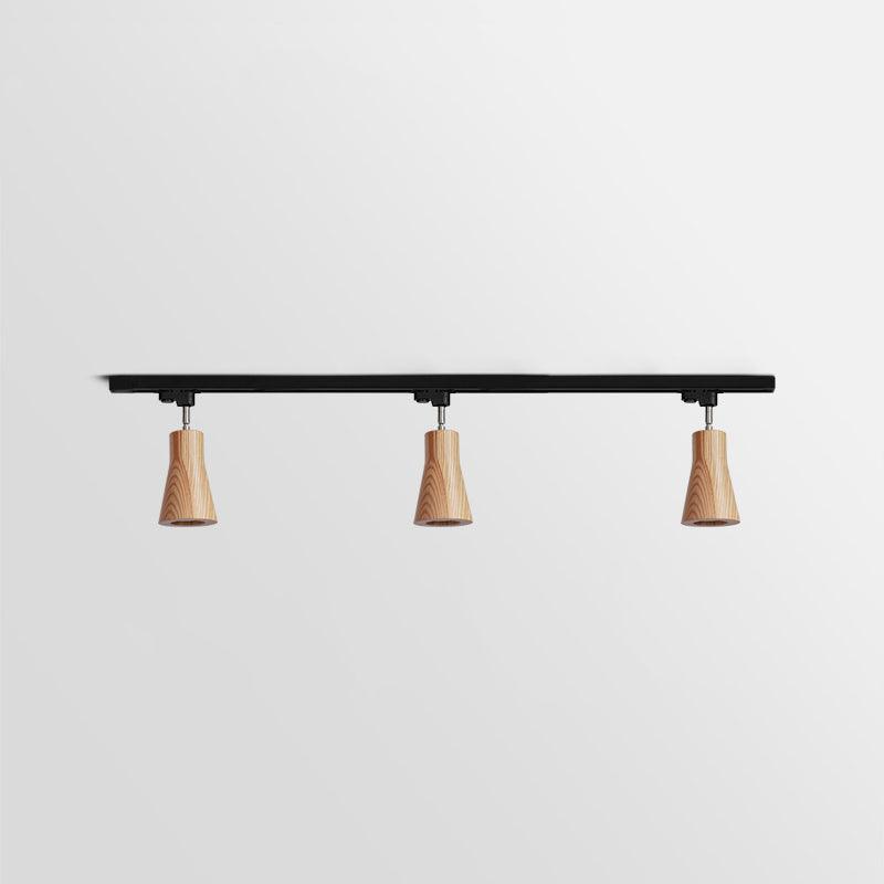 Modern Wood and Steel Adjustable Track Lighting Fixture for Ceiling or Wall Mount