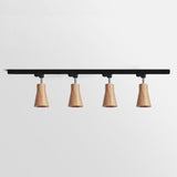 Modern Wood and Steel Adjustable Track Lighting Fixture for Ceiling or Wall Mount