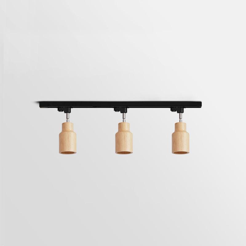 Modern Wood and Steel Adjustable Track Lighting Fixture for Ceiling or Wall Mount