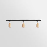 Modern Wood and Steel Adjustable Track Lighting Fixture for Ceiling or Wall Mount