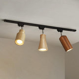 Modern Wood and Steel Adjustable Track Lighting Fixture for Ceiling or Wall Mount