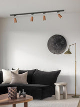 Modern Wood and Steel Adjustable Track Lighting Fixture for Ceiling or Wall Mount