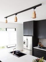 Modern Wood and Steel Adjustable Track Lighting Fixture for Ceiling or Wall Mount