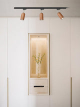 Modern Wood and Steel Adjustable Track Lighting Fixture for Ceiling or Wall Mount