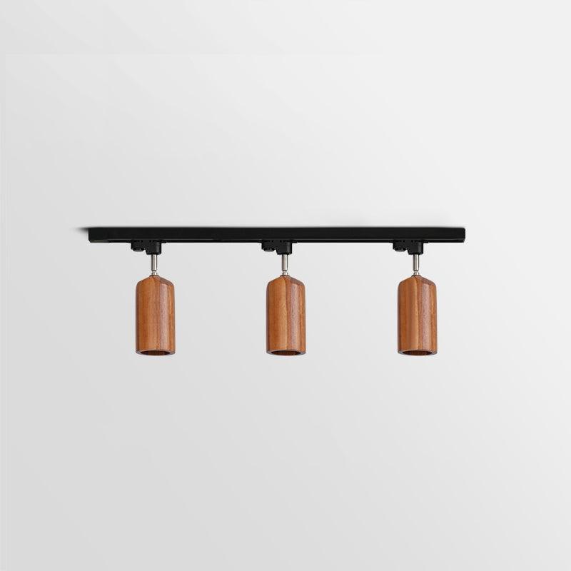 Modern Wood and Steel Adjustable Track Lighting Fixture for Ceiling or Wall Mount