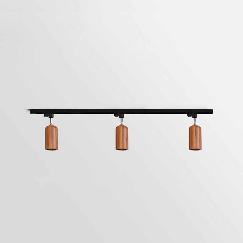 Modern Wood and Steel Adjustable Track Lighting Fixture for Ceiling or Wall Mount