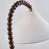Rustic Wooden Bead Floor Lamp with White Fabric Shade for Mid Century Modern Interior Lighting