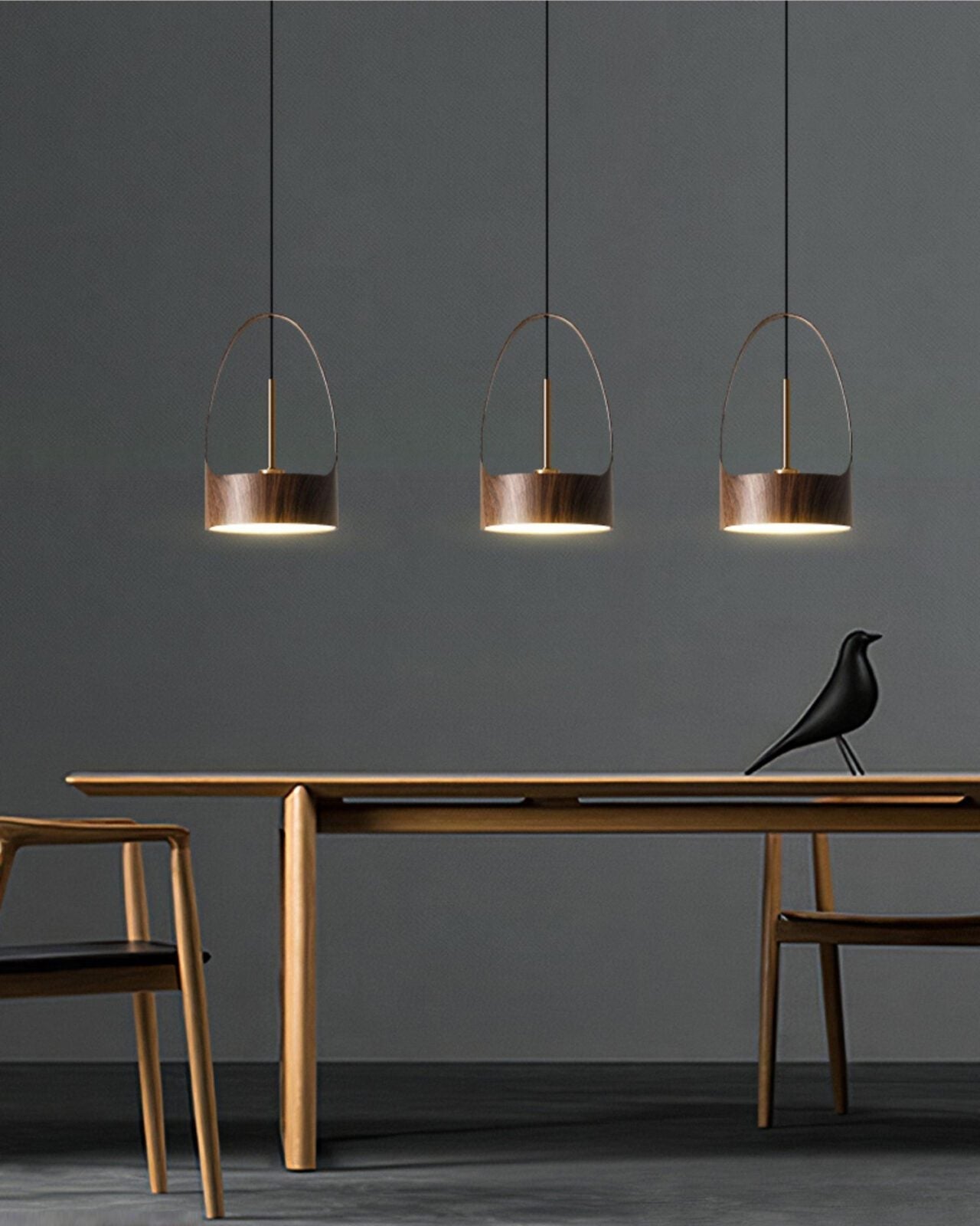 contemporary-walnut-wood-finish-led-bucket-pendant-light-mid-century-design-for-kitchen-islands