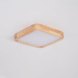 Modern Wooden Geometric LED Flush Mount Ceiling Light for Bedroom and Living Room Lighting