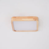 Modern Wooden Geometric LED Flush Mount Ceiling Light for Bedroom and Living Room Lighting