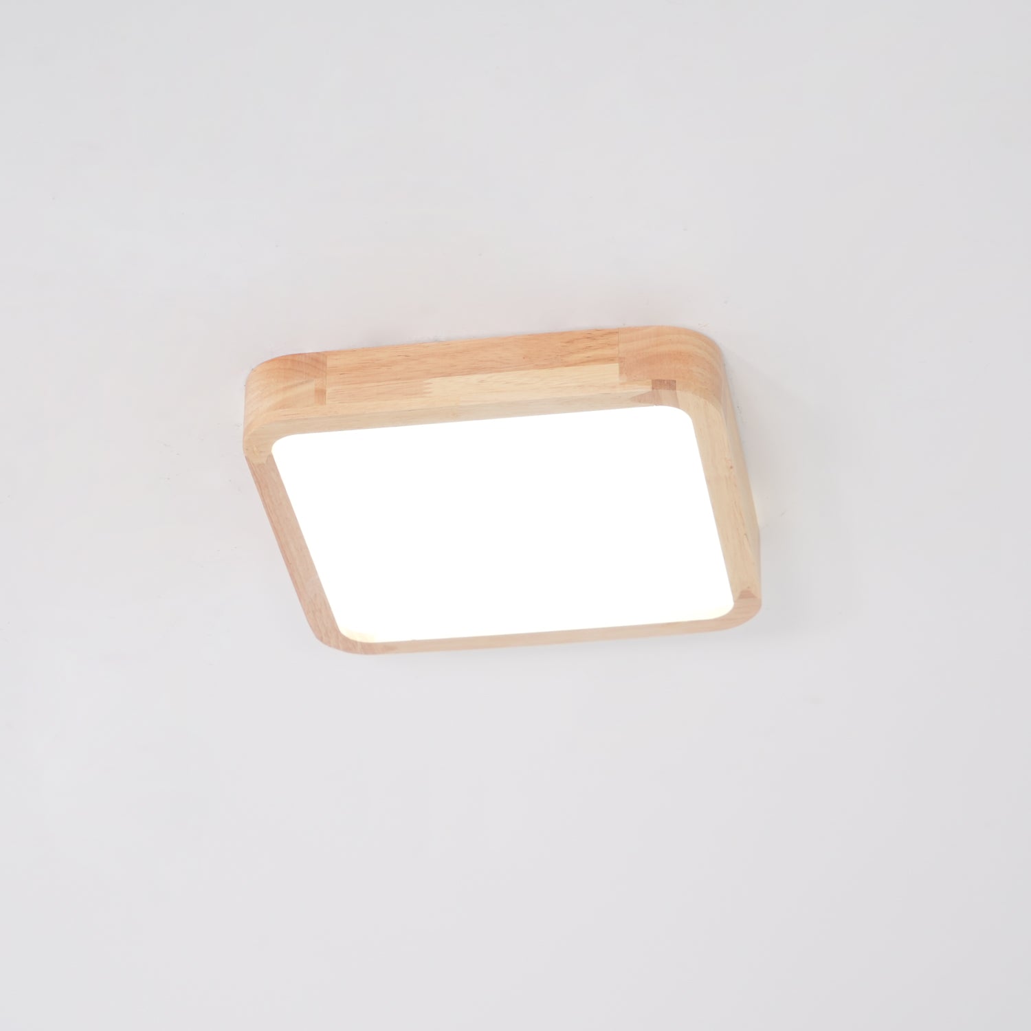 Modern Wooden Geometric LED Flush Mount Ceiling Light for Bedroom and Living Room Lighting