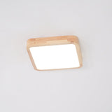 Modern Wooden Geometric LED Flush Mount Ceiling Light for Bedroom and Living Room Lighting