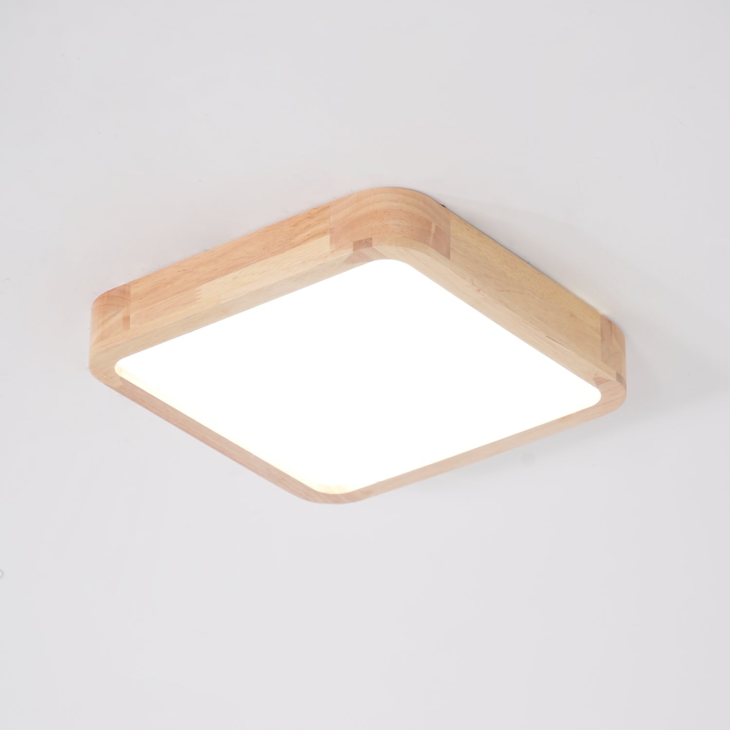 Modern Wooden Geometric LED Flush Mount Ceiling Light for Bedroom and Living Room Lighting