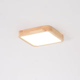 Modern Wooden Geometric LED Flush Mount Ceiling Light for Bedroom and Living Room Lighting