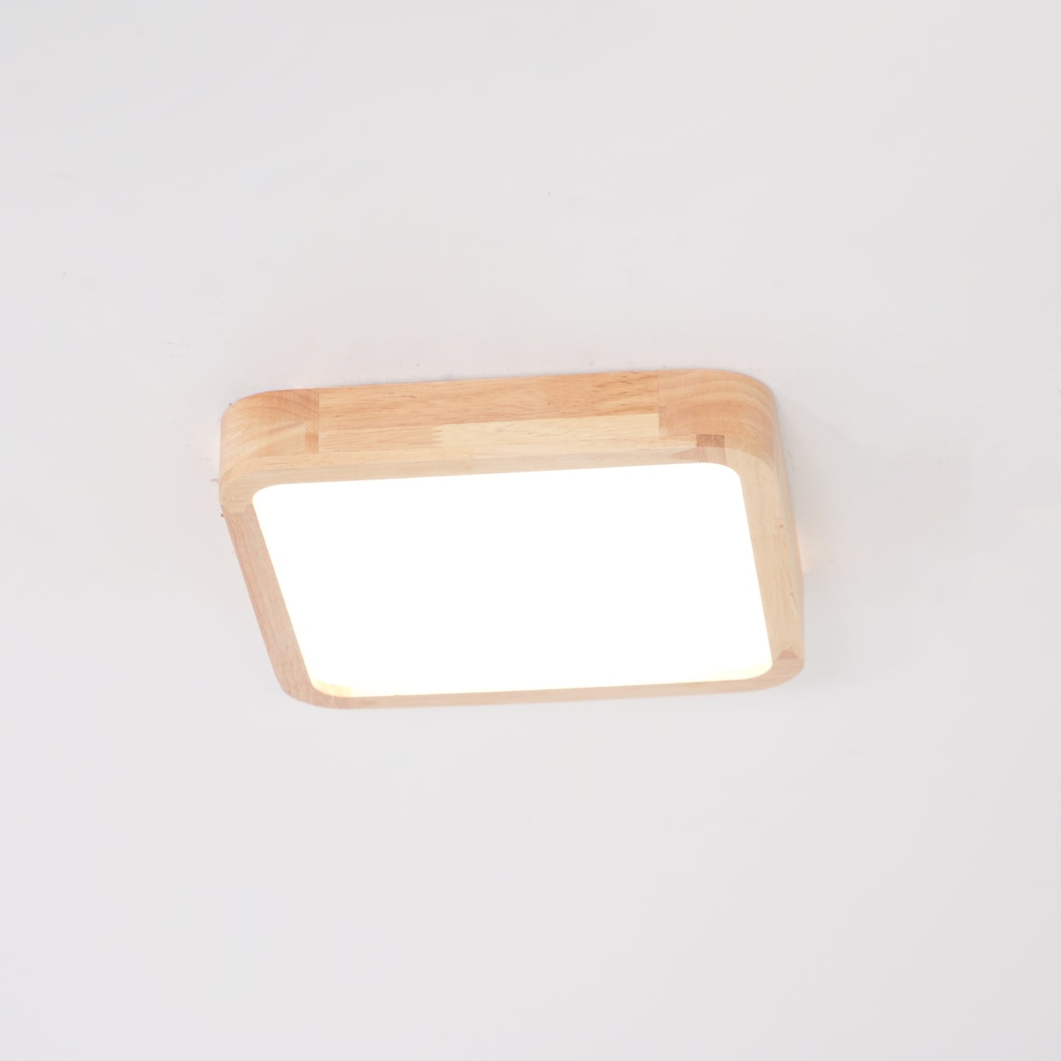 Modern Wooden Geometric LED Flush Mount Ceiling Light for Bedroom and Living Room Lighting