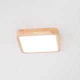 Modern Wooden Geometric LED Flush Mount Ceiling Light for Bedroom and Living Room Lighting