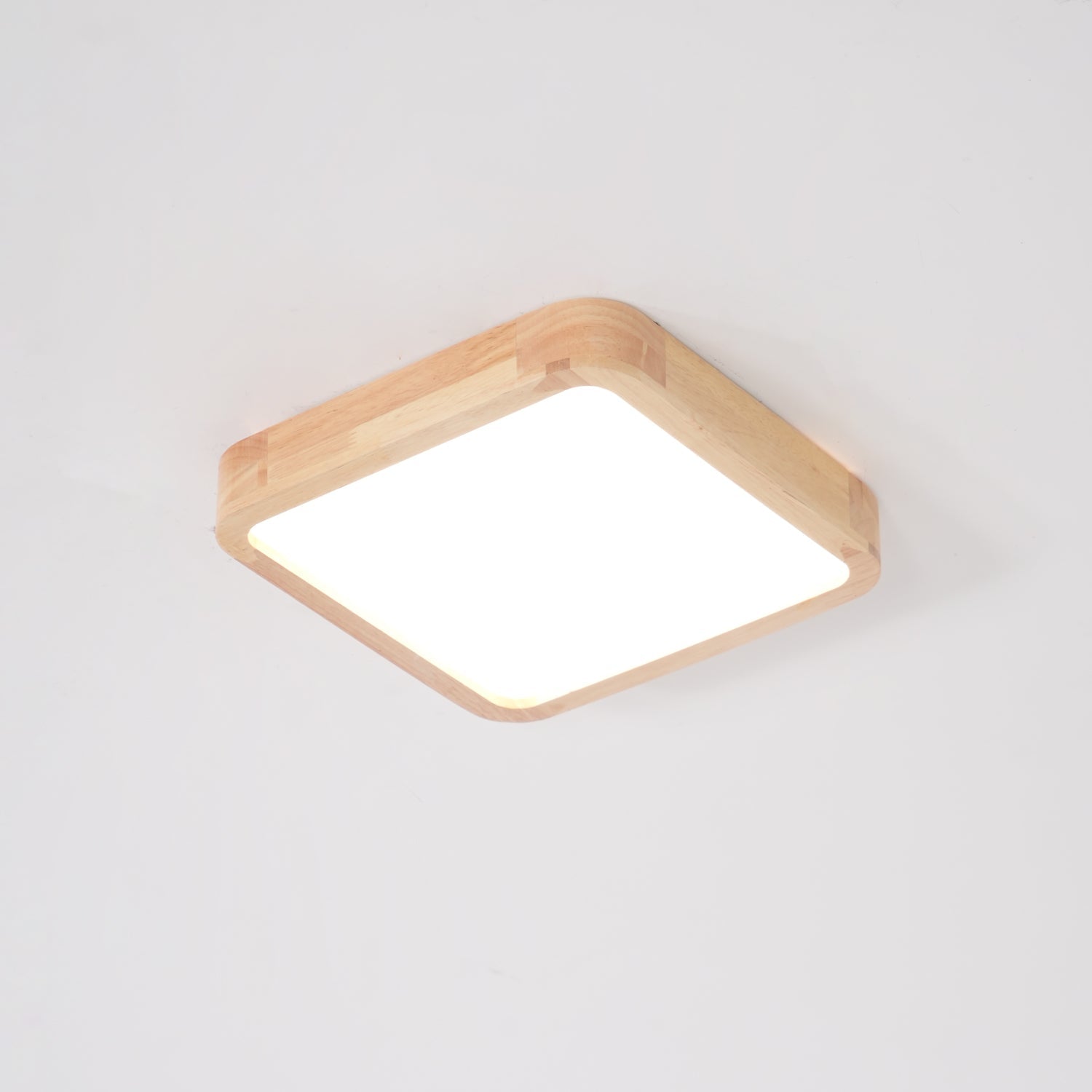 Modern Wooden Geometric LED Flush Mount Ceiling Light for Bedroom and Living Room Lighting