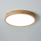 Modern Wooden Geometric LED Flush Mount Ceiling Light for Bedroom and Living Room Lighting