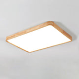 Modern Wooden Geometric LED Flush Mount Ceiling Light for Bedroom and Living Room Lighting