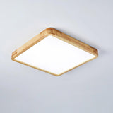 Modern Wooden Geometric LED Flush Mount Ceiling Light for Bedroom and Living Room Lighting