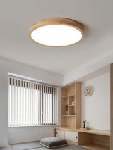 Modern Wooden Geometric LED Flush Mount Ceiling Light for Bedroom and Living Room Lighting