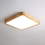 Modern Wooden Geometric LED Flush Mount Ceiling Light for Bedroom and Living Room Lighting