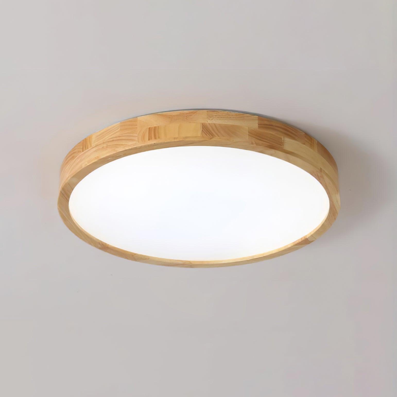 Modern Wooden Geometric LED Flush Mount Ceiling Light for Bedroom and Living Room Lighting