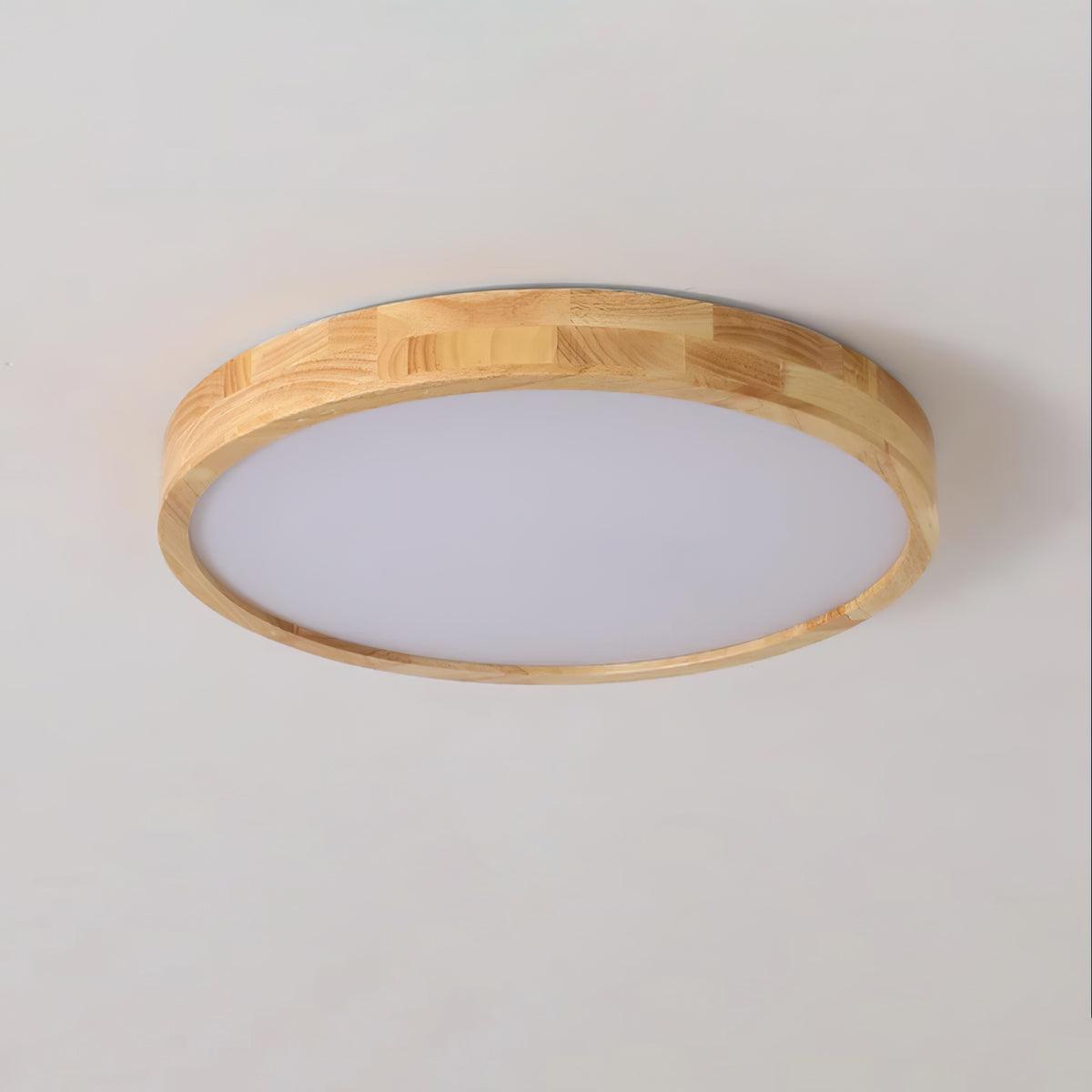 Modern Wooden Geometric LED Flush Mount Ceiling Light for Bedroom and Living Room Lighting