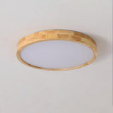 Modern Wooden Geometric LED Flush Mount Ceiling Light for Bedroom and Living Room Lighting