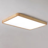 Modern Wooden Geometric LED Flush Mount Ceiling Light for Bedroom and Living Room Lighting