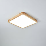 Modern Wooden Geometric LED Flush Mount Ceiling Light for Bedroom and Living Room Lighting