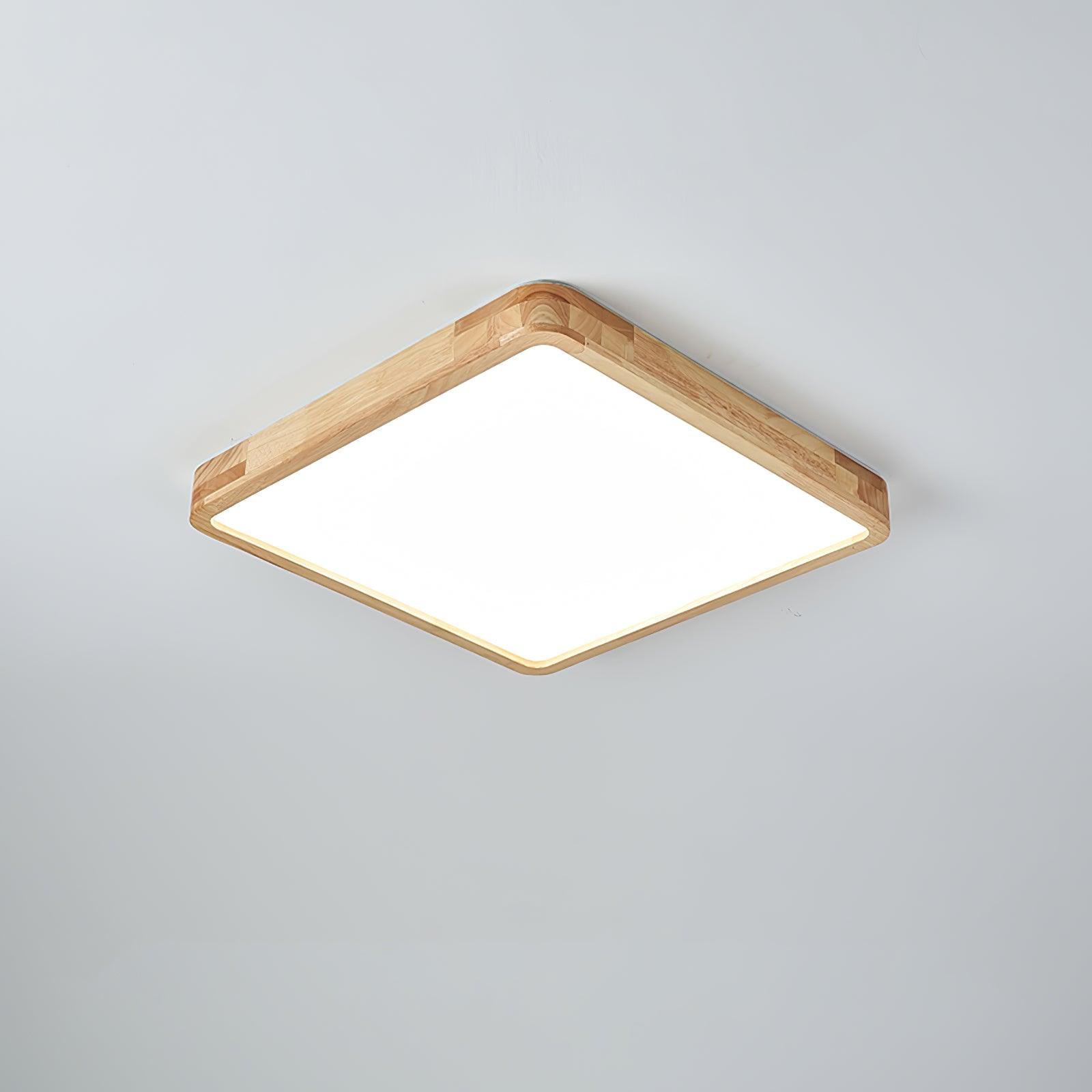 Modern Wooden Geometric LED Flush Mount Ceiling Light for Bedroom and Living Room Lighting