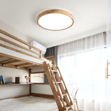 Modern Wooden Geometric LED Flush Mount Ceiling Light for Bedroom and Living Room Lighting