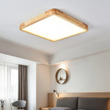 Modern Wooden Geometric LED Flush Mount Ceiling Light for Bedroom and Living Room Lighting