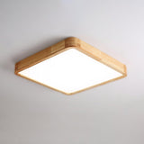 Modern Wooden Geometric LED Flush Mount Ceiling Light for Bedroom and Living Room Lighting