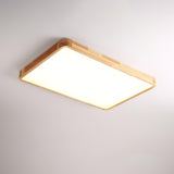 Modern Wooden Geometric LED Flush Mount Ceiling Light for Bedroom and Living Room Lighting