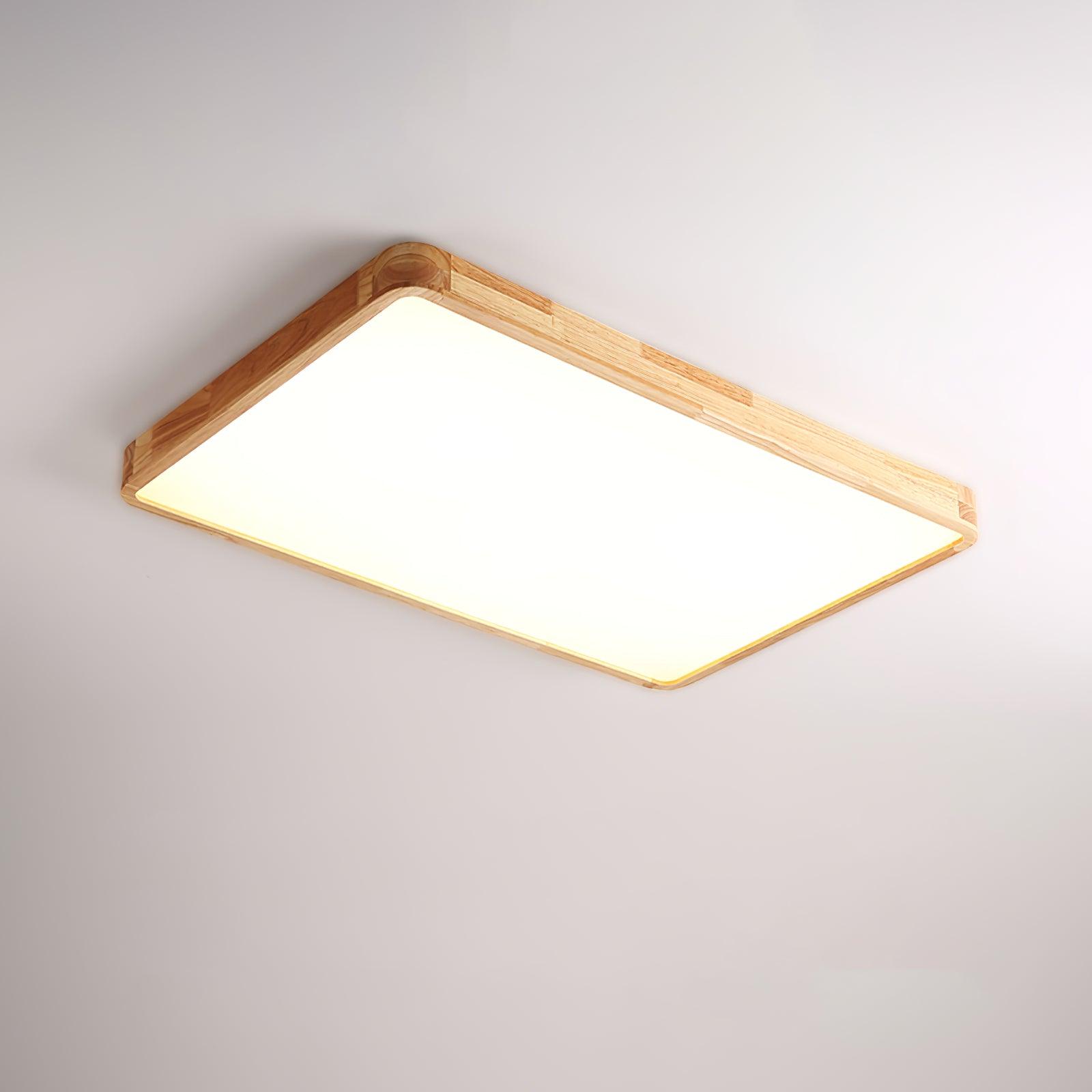 Modern Wooden Geometric LED Flush Mount Ceiling Light for Bedroom and Living Room Lighting