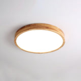 Modern Wooden Geometric LED Flush Mount Ceiling Light for Bedroom and Living Room Lighting