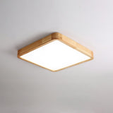 Modern Wooden Geometric LED Flush Mount Ceiling Light for Bedroom and Living Room Lighting